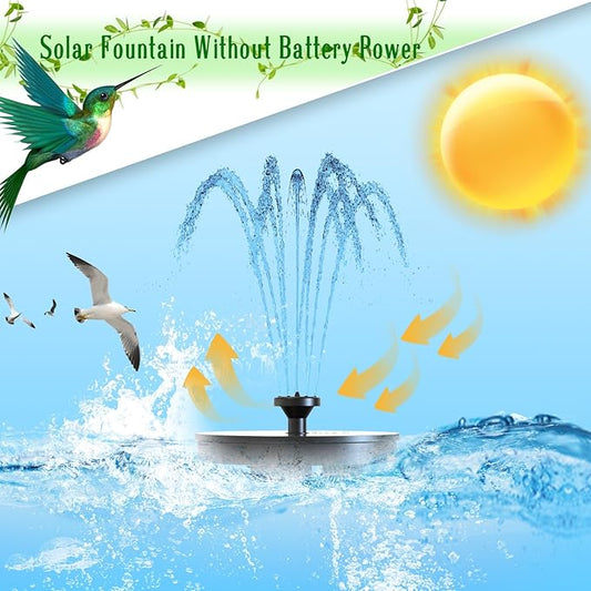 AMZtime Solar Fountain, 2025 Upgraded Solar Water Fountains with 6 Nozzles, Free Standing Floating Solar Powered Water Fountain Pump for Bird Bath, Garden, Pool, Pond and Outdoor