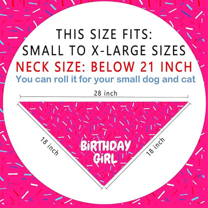 Birthday Girl Dog Bandanas 1 Pack, Pink Dog Scarfs for Puppy, Pet Scarves HBD Bandanas for Small Medium Large Dogs (Birthday Girl, One Size)