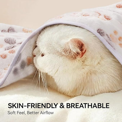 LINENLUX 1 Pack 3 Blankets Super Soft Fluffy Premium Fleece Dog Blankets for Puppy Cat Pet Blanket Flannel Throw Warm Sleep Dog Paw 23x16 inches