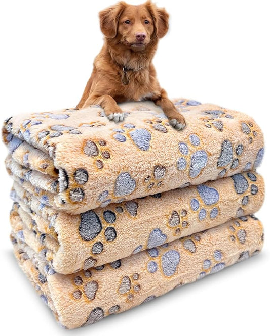 Dog Blankets for Medium Large Dogs, 3 Pack Pet Blanket Washable 41" x 31", Fuzzy Soft Puppy Throw Cover for Kennel Crate Bed