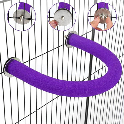 RYPET Parrot Perch Rough-surfaced - Quartz Sands Bird Cage Perches for Medium to Large Bird, U Shape Purple Large