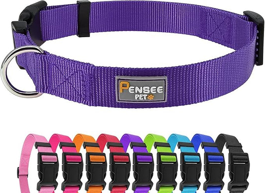 Purple Dog Collar Basic Adjustable Dog Collars for Puppy Small Medium Large Dogs Girls with Breathable Quick Release Nylon Pet Collar