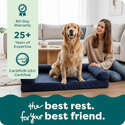Furhaven Orthopedic Dog Bed for Large/Medium Dogs w/ Removable Bolsters & Washable Cover, For Dogs Up to 55 lbs - Quilted Sofa - Coffee, Large, (Quilted) Coffee