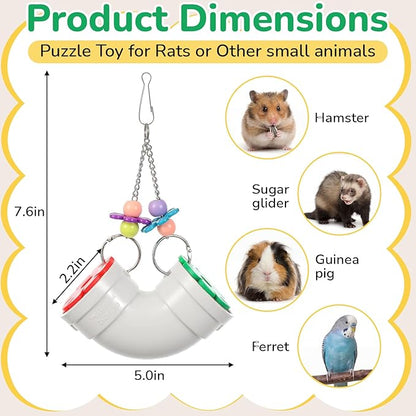 Shappy 2 Pack Rat Enrichment Toys Hanging Foraging Feeder, Interactive Treat Puzzle with Wide Opening Lid, Slow Feeding Cage Accessory for Rats, Hamsters, Guinea Pigs