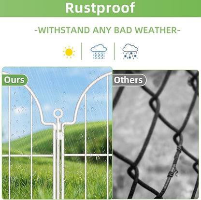 10 Pack Decorative Garden Fence, 17in x10ft Garden Fencing Animal Barrier for Dogs, Rustproof Metal Fence Panels with Ground Stake, Arched Flower Bed Edging Borders for Yard & Patio, White