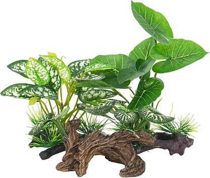 Fish Tank Decorations Aquarium Ornaments 3pcs Betta Silk Leaf Plants Artificial Driftwood Cave Aquarium Plants Accessories