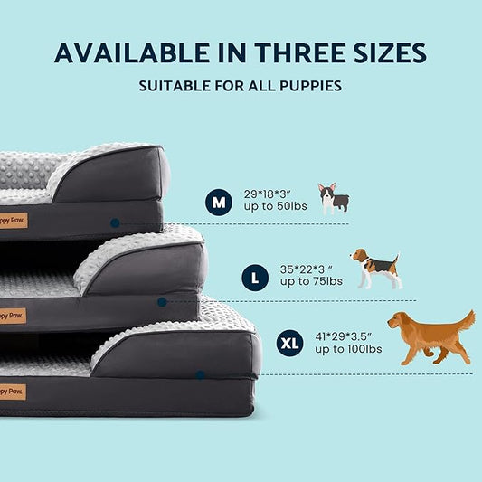 Dog Bed for Small and Medium Dogs & Cats, Waterproof Lining for Indoor Outdoor in-Car Use Removable Washable Cover with Zipper Up to 50lb, 28"x23"x7"