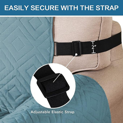 H.VERSAILTEX Reversible Sofa Slipcover Furniture Protector Water Resistant 2" Elastic Straps Sofa Cover Couch Covers Pets Kids Fit Sitting Width Up to 66" (Sofa: 75" x 110", Cameo Blue/Beige)