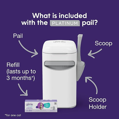 Litter Genie Platinum Pail Made of Durable Stainless Steel Includes 1 Easy Roll Refill