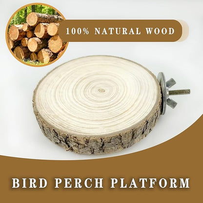 5Pcs Natural Wooden Bird Perch Set – Parrot Perch Toys, Wooden Perch Swing, Cage Accessories for Budgies, Cockatiels, Lovebirds, Finches, and Other Small to Medium Birds (Brown, 5PCS-B)
