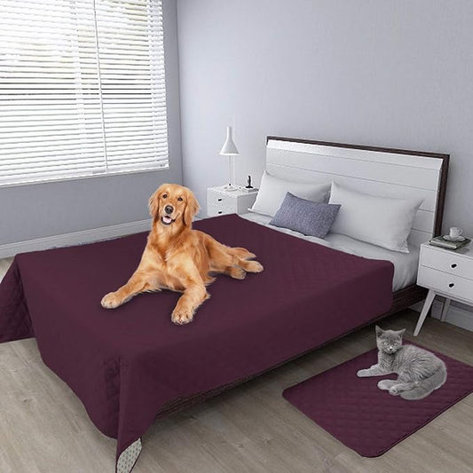 Easy-Going 100% Waterproof Dog Bed Cover, Non-Slip Pet Blanket for Furniture, Washable Couch Cover, Repleasement Sofa Cover (52X82 in,Wine)
