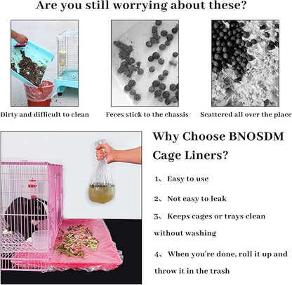 BNOSDM 100 PCS Disposable Rabbit Cage Liner Plastic Guinea Pig Cage Bedding Hamster Litter Pan Bags Universal Toilet Film for Bunny Chinchilla Ferret Hedgehog Small Animals (47")