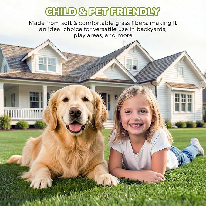 Artificial Grass Rug Indoor Outdoor, 5 x 10FT Fake Grass Turf with Drainage Holes, Realistic Artificial Lawn Rug Dog Pets Mat, Turf Carpet for Garden Lawn Landscape Balcony Patio Backyard Easter Decor