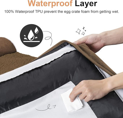 Large Dog Bed Orthopedic Washable: Beds Bolster XL Bed Medium Large Dogs Egg Crate Foam Couch Sofa Waterproof with Removable Cover - Dark Coffee