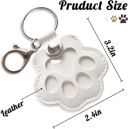 Dog Hair Keychain, Leather Pet Hair Collector Keychains, Pet Fur Keepsake Gift, Paw Charm for Collecting Cat Dogs Fur