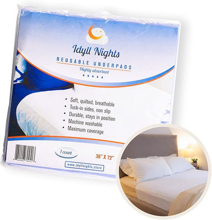 Washable Incontinence Bed Pad 36" x 72" – Soft, Absorbent & Waterproof Mattress Protector with Tuck-in Sides – Large King Size Reusable Pads for Kids, Adults, Seniors & Pets