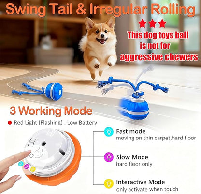 2Paks Interactive Dog Toys，Peppy Pet Ball for Dogs，Motion Activate Rolling Ball for Puppy/Medium Dogs，Active Rolling Dog Bal l Wicked Bal l for Daily Training, Dog Toys to Keep Them Busy(Blue&orange)
