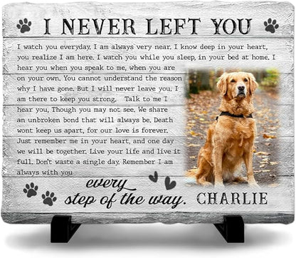 Memorial Stone: Personalized Thoughtful Gifts for Pet Lovers, Changeable Poem Option, Memorialize Your Furry Dog and Cat's Image with Preferable Version, Cemetery Decorations