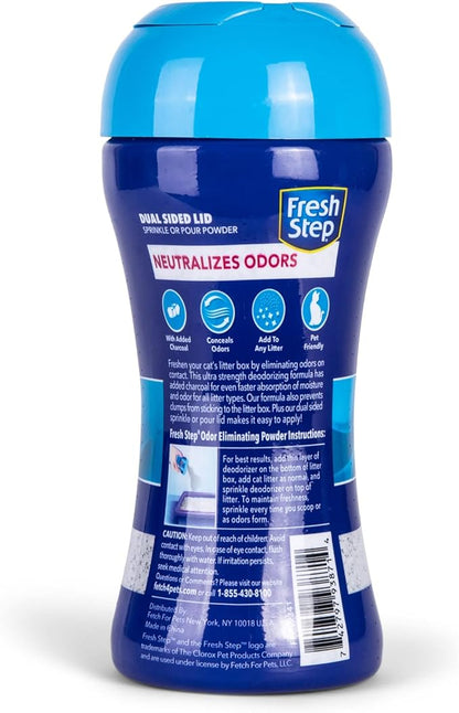 Fresh Step Litter Box Charcoal Odor Eliminator Powder, Cat Litter Deodorizer Additive to Help Absorb and Control Strong Litter Box Odors for Cleaner Smelling Homes, 15 Oz