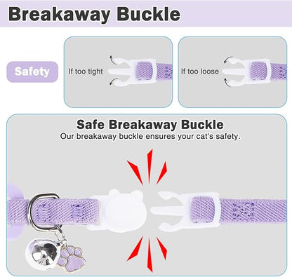 Airtag Cat Collar Breakaway, Stretchy Cat Tracker Collar with Apple Air Tag Holder for Boy Girl Cats, Elastic GPS Tracking Collars for Kittens and Puppies, Adjustable 9"-12" Purple