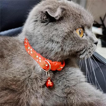 Reflective Cat Collars Breakaway with Bell Moons Stars 2 Pack Girl Boy Pet Kitten Collar Adjustable 7.5-12.5 Inch (Green)
