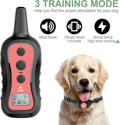 PATPET Dog Training Collar Shock Collar with Remote - 3 Training Modes, Beep, Vibration and Shock, Up to 1000 ft Remote Range, Rainproof for Small Medium Large Dogs