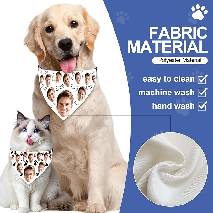 Funny Personalized Dog Bandana Custom Face Design, Custom Dog Bandana with Name, Pet Scarf for Small Medium Large Dogs Personalized Pet Accessories (Funny Style, Medium)