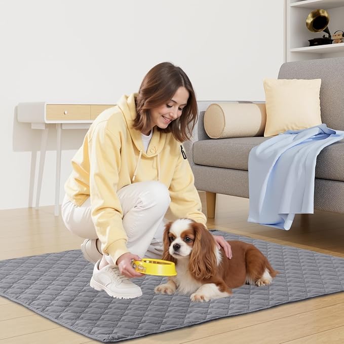Smiry Waterproof Dog Bed Cover Blanket, Soft Reversible Pet Blanket, Washable Leakproof Cats Dogs Couch Cover for Sofa, Couch, Furniture (52x82 Inch, Grey/Dark Grey)