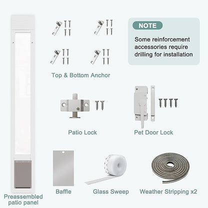 Sliding Glass Pet Door Insert, Up to 35lb for Doggie & Puppies Adjustable 77"-81" Height, Easy Install Aluminum Doggy Door with Lock,Patio Access for Small Pets