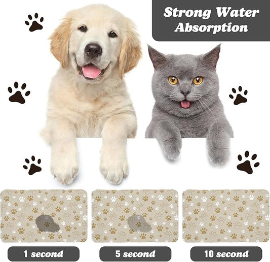 Dog Food Mat, Absorbent Water Bowl Mats Cat Pet Feeding Placemats Beige 16 * 24 inch