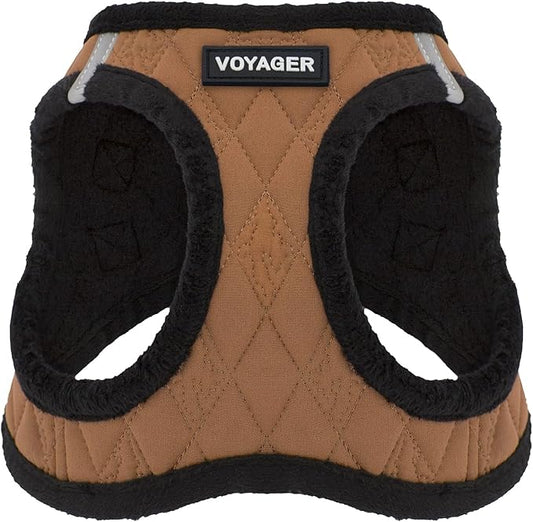 Best Pet Supplies - All Weather Plush, Reflective, No Pull Harness for Small, Medium Dogs, Cats - Secure with Hook & Loop Fastener, Buckle, Double D-Rings - Beige Plush, S