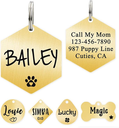 Ultra Joys Dog ID Tag, Custom Stainless Steel Dog Tag, Personalized Dog Tag, Small (1.25'' Dia), Gold, Brushed Finish