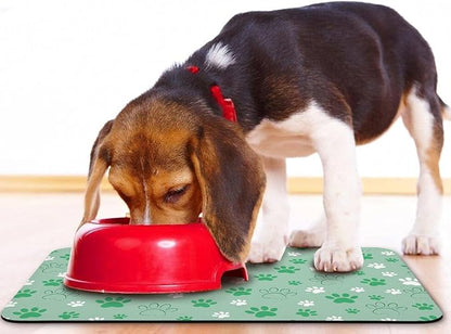 Dog Food Mat, Absorbent Water Bowl Mats Cat Pet Feeding Placemats Green 17 * 30 inch
