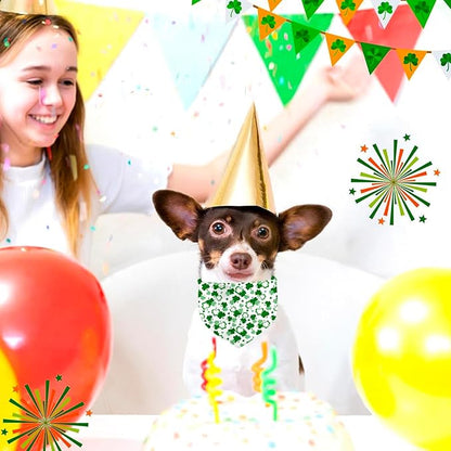 St. Patrick's Day Dog Bandana, 2 Pack Adjustable Holiday Party Pets Saint Patrick Day Bandana Triangle Bibs Lucky Cat Scarf Set