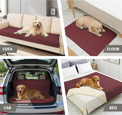 Ameritex Pet Bed Cover Dog Bed Blanket for Sofa and Furniture Waterproof New Pattern Design (52x82 Inch, Burgundy)