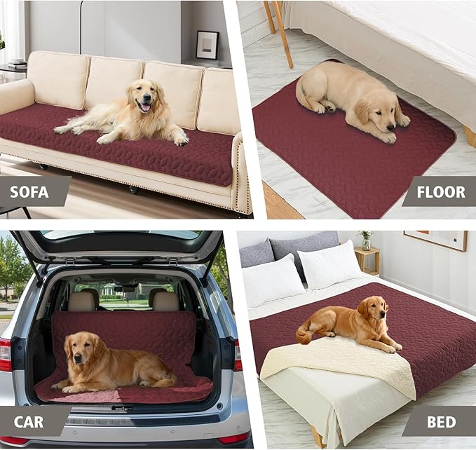 Ameritex Waterproof Pet Bed Cover Anti-Slip Dog Bed Blanket for Sofa and Furniture Waterproof New Pattern Design (Burgundy, 30x90 Inch (Pack of 1))