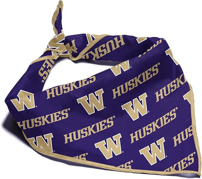 Washington Huskies Officially Licensed Bandana for Dogs and Cats | Fits Pets Great Gift Idea | Easy-to-Tie (Small, 13")