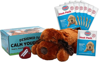Snuggle Puppy Original Toys - Heartbeat Puppy for Dogs - Pet Anxiety Relief and Calming Aid - Comfort Dog Toys for Behavioral Training - Plus 6 Heat Packs