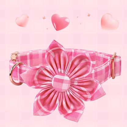 Lionheart Glory Dog Collar, Pink Dog Collars with Flower, Cute Floral Pattern Pet Collars Adjustable Dog Collar for Large Dogs