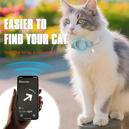AirTag Cat Collar, Ultra Elastic Cat Tracker Collar, Airtag Holder Compatible with Apple Air Tag, [Lightweight & Scratch Resistant] Adjustable Stepless GPS Pet Collar for Cats Kittens, Grey