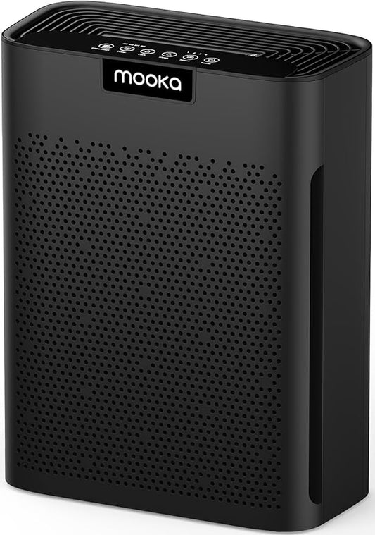 Air Purifiers for Home Large Room 2200 Ft² with Washable Filters, MOOKA H13 HEPA Air Purifier for Home Pets Bedroom with Fragrance, Air Cleaner for Smoke Dust Pollen Pets Hair Odor, KJ190 Black