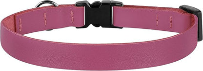 Breakaway Cat Collar with Bell - Leather Adjustable Kitten Collars with Safety Quick Release Buckle - Soft Small Pet Collars for Girl & Boy Cats (Pink)