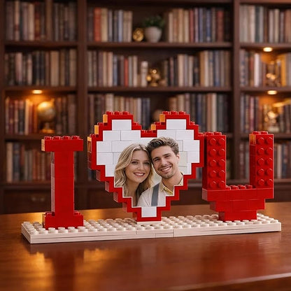 NAZENTI Personalised I Love You Building Bricks with Photo Gifts for Him, Custom Valentines Day Gifts Building Blocks, Blocks Puzzles Couple Gift for Lovers Boyfriend, Heart-Shaped Puzzle