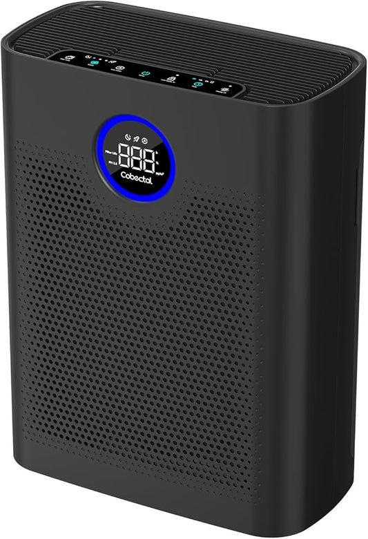 Air Purifiers for Home Large Room Up to 2216 Ft², Cobectal Pet Air Cleaner with H14 True HEPA 3-in-1 Filter, PM2.5 Air Quality Sensor, Aroma Function, Room Air Purifier for Home, Office, RVs, Black