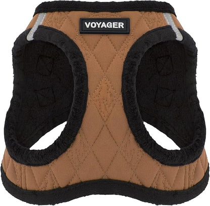 Best Pet Supplies - All Weather Plush, Reflective, No Pull Harness for Small, Medium Dogs, Cats - Secure with Hook & Loop Fastener, Buckle, Double D-Rings - Beige Plush, XS