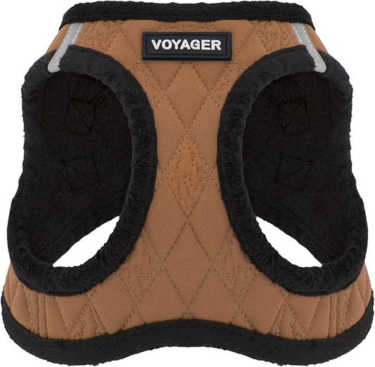 Best Pet Supplies - All Weather Plush, Reflective, No Pull Harness for Small, Medium Dogs, Cats - Secure with Hook & Loop Fastener, Buckle, Double D-Rings - Beige Plush, L