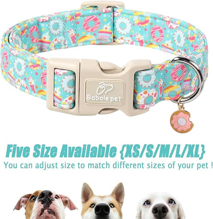 Adjustable Summer Dog Collar, Cute Mint Dessert Dog Collars for Small Dogs, Lightweight Quick-Release Buckle Collar for Boy&Girl Dogs S