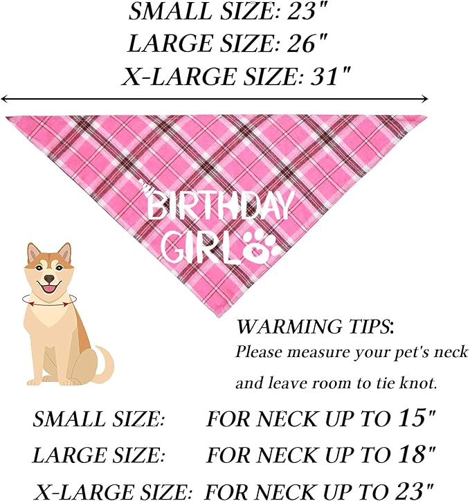 STMK Dog Birthday Outfits, Multi Size Dog Birthday Hat Dog Birthday Girl Bandana Bow Tie Birthday Numbers for Large Extra Large Dogs Pets (Pink, X-Large)