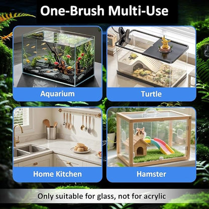 Fish Tank Cleaner with Five Sided Sponge Brush and Long Handle Aquarium Scrubber Alage Scraper for Glass Aquariums Terrarium Home Kitchen