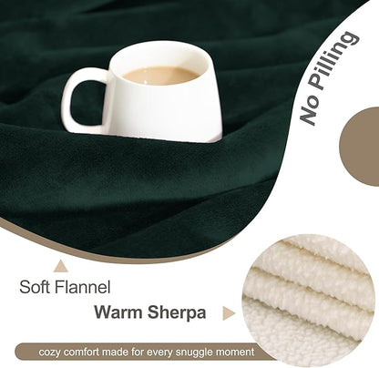 gogobunny Waterproof Bed Blanket, Reversible Sherpa Fleece Throw Blanket for Dog Puppy Cat, Furniture Cover Protects Bed Couch Sofa from Liquid Pee and Pet Fur (Forest Green, 30x30 inches)